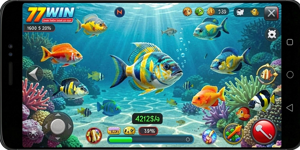 Screenshot gameplay Tembak Ikan 77WIN yang menarik dan seru.