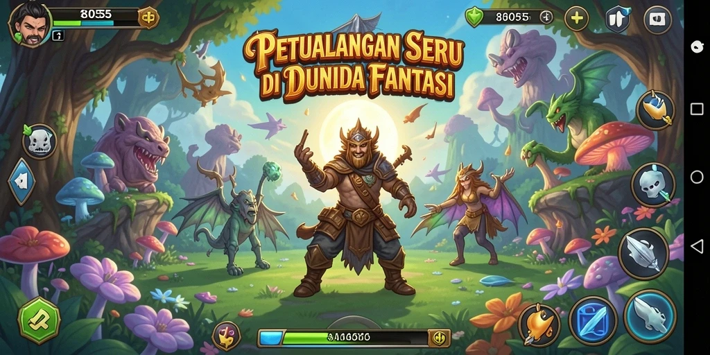 Screenshot gameplay 8055, menunjukkan petualangan seru di dunia fantasi.