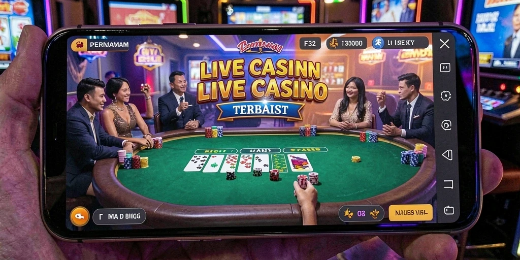 Tampilan gameplay Live Casino yang menarik dengan dealer langsung.