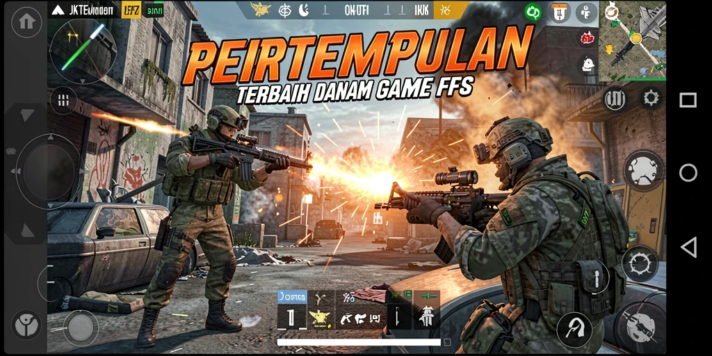 Screenshot utama JKT8 menampilkan aksi pertempuran FPS yang mendebarkan.