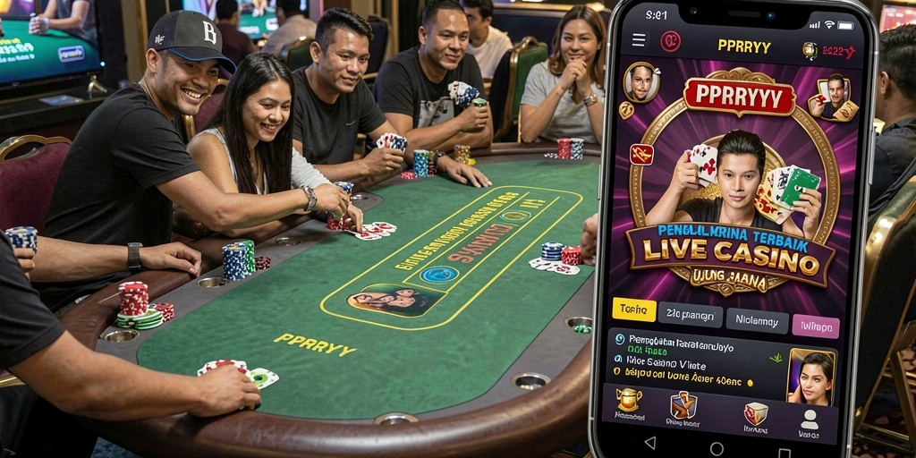 Screenshot PPRRYY menampilkan dealer profesional dalam permainan live casino.