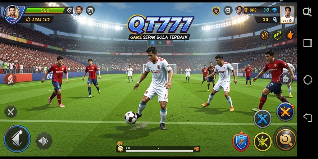 Tampilan gameplay sepak bola yang menarik dan menegangkan.