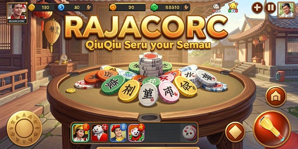 Tangkapan layar utama gameplay RAJACORC dengan aksi QiuQiu yang mendebarkan.