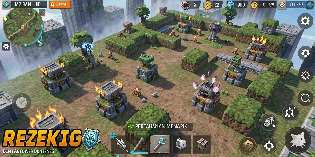 Gameplay seru dan strategi dalam permainan Tower Defense REZEKIGO.