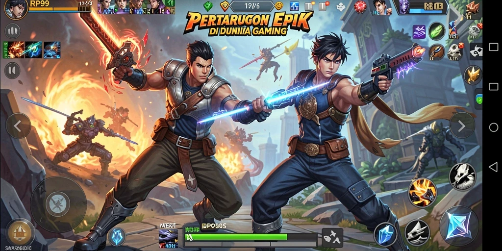 Gameplay seru RP99 dengan pertarungan karakter yang menegangkan.