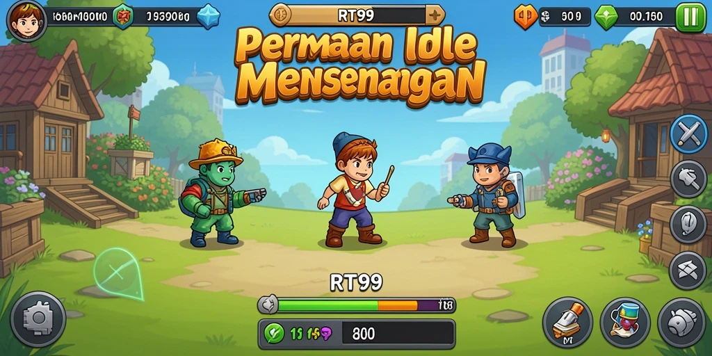 Tampilan screenshot gameplay RT99 yang menarik dengan karakter lucu.