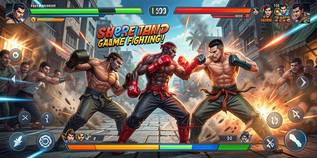 Screenshot SERURP menampilkan pertarungan epik dalam arena Fighting.