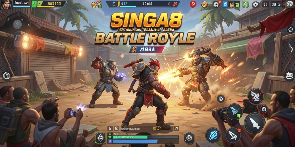 Gameplay SINGA8 yang menegangkan dalam pertempuran Battle Royale.